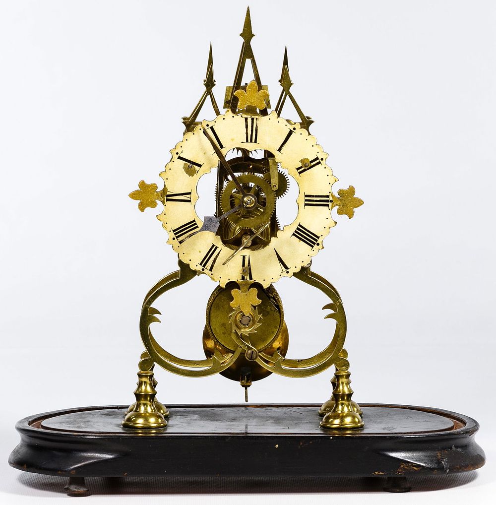 Lot 241: Brass Skeleton Clock