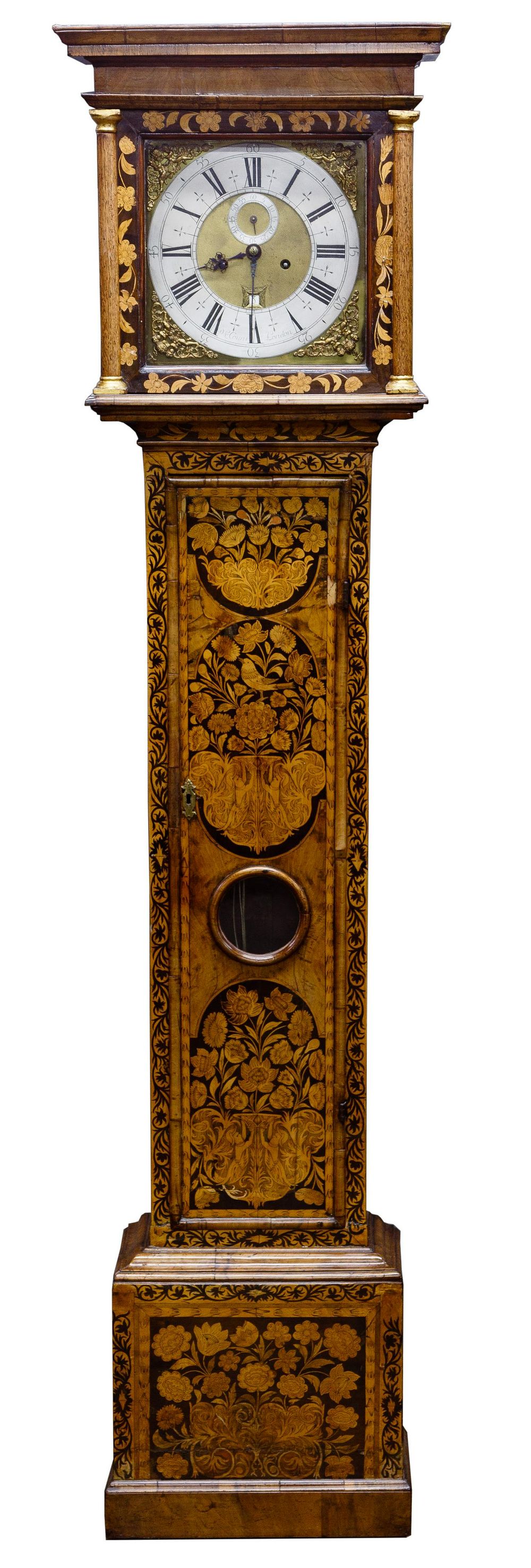 Lot 245: English William and Mary Walnut Long Case Clock