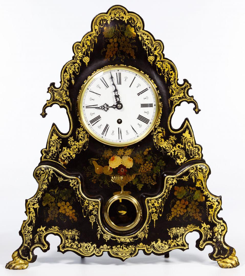 Lot 247: Jauch Painted Brass Mantel Clock