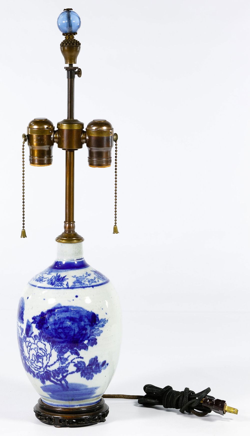 Lot 250: Asian Blue and White Lamp