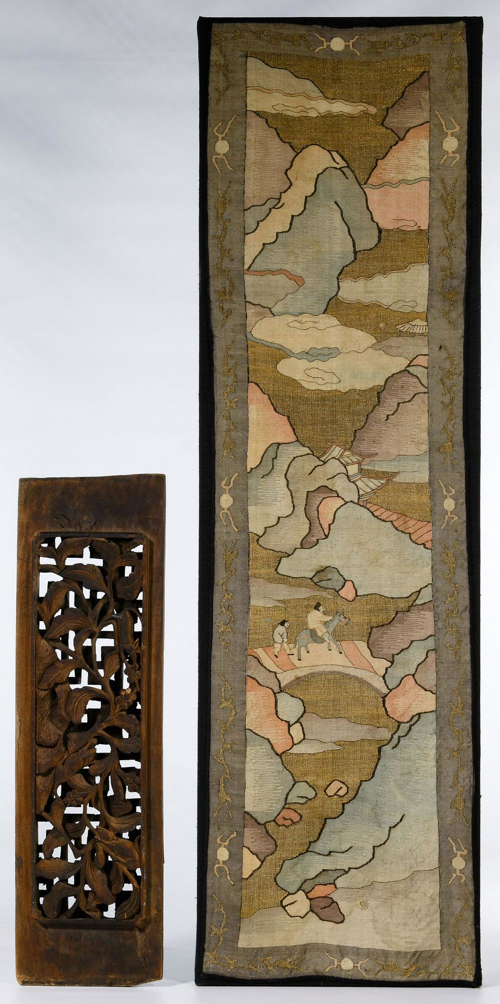 Lot 257: Asian Silk Embroidery Panel