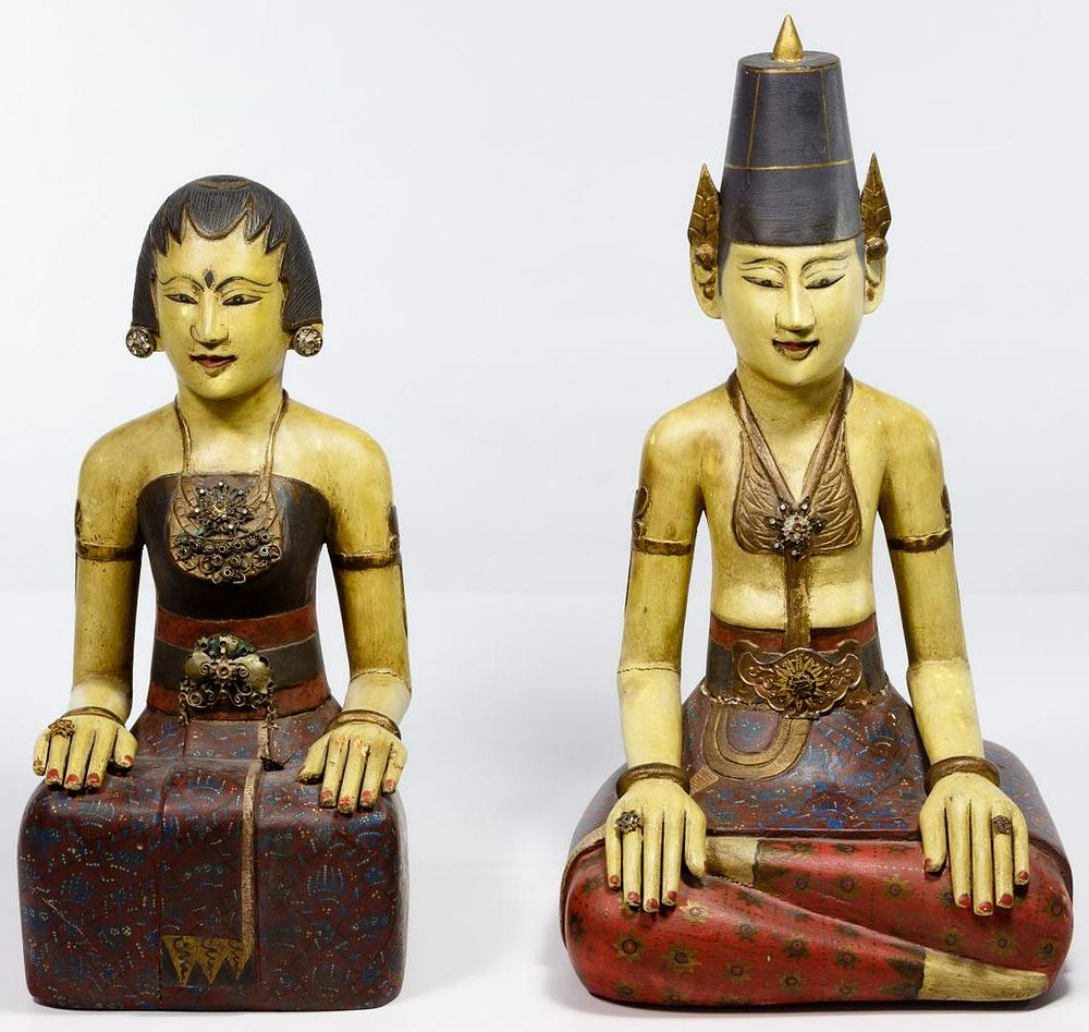 Lot 262: Asian Style Hand-Carved Wood Statues