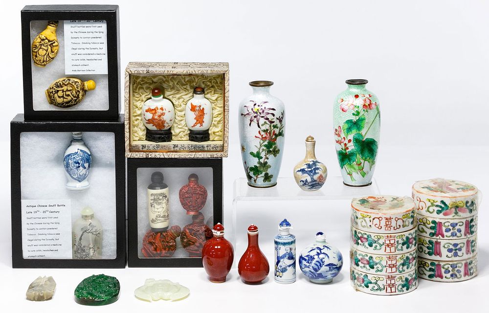 Lot 291: Asian Snuff Bottle and Vase Assortment