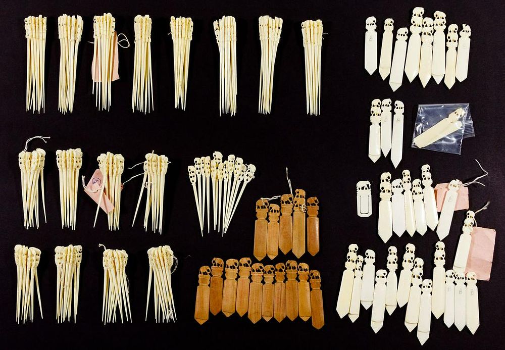 Lot 296: Carved Bone Toothpick and Book Mark Assortment