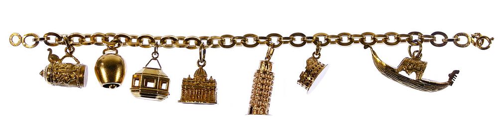Lot 303: 18k Gold Charm Bracelet