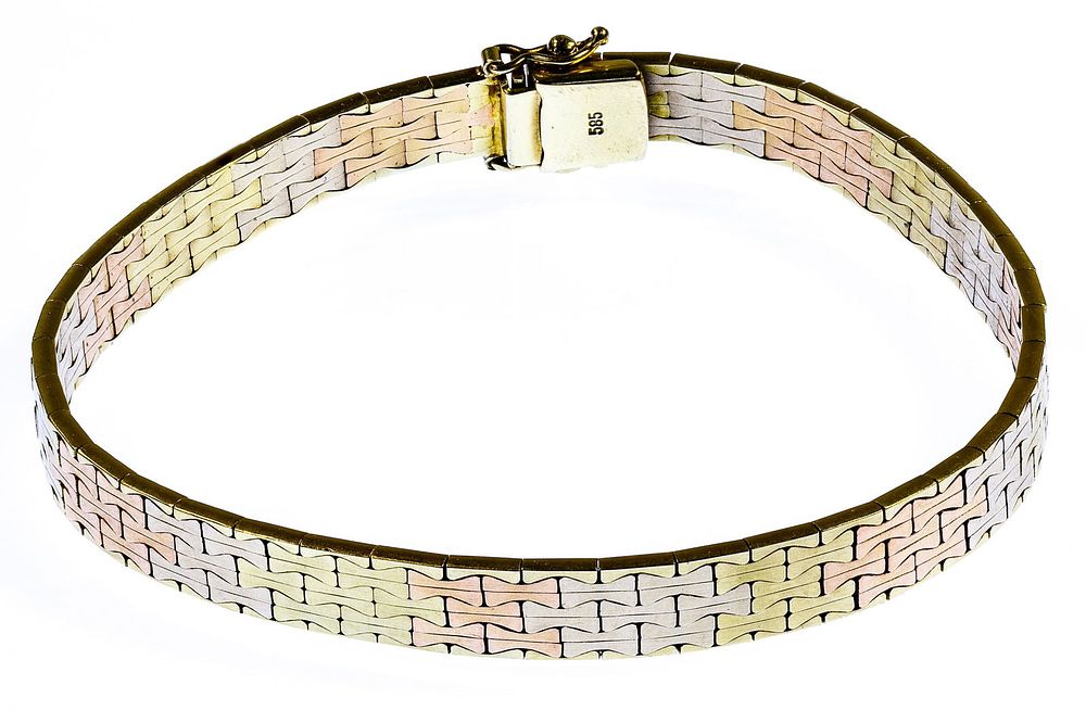 Lot 311: 14k Tri-Color Gold Bracelet