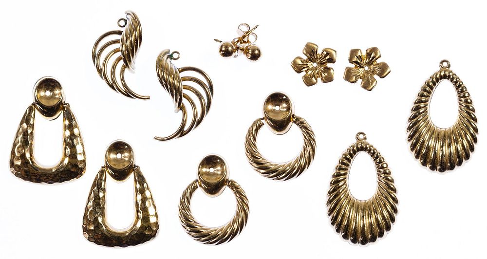Lot 318: 14k Gold Earring and Earring Jacket Assortment