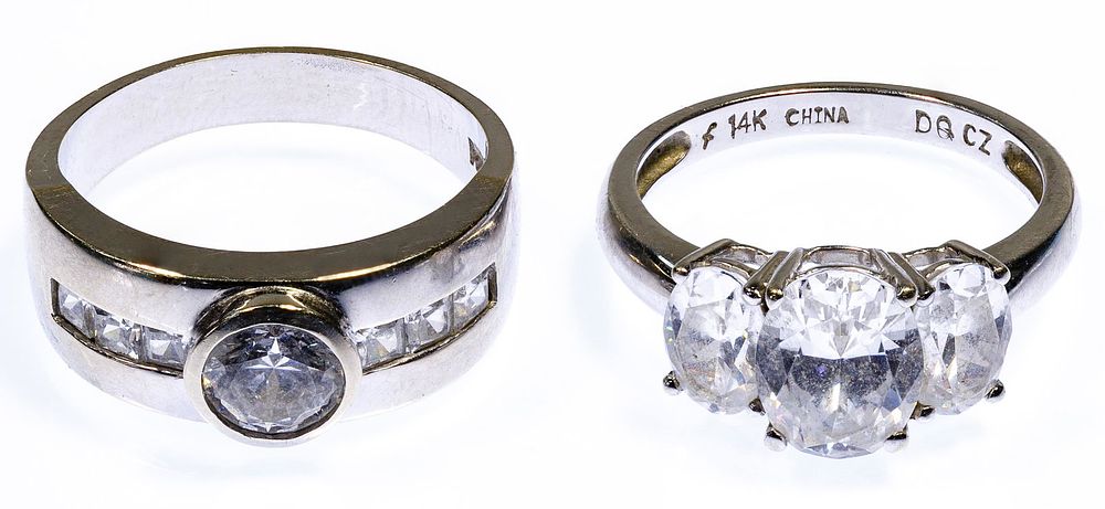 Lot 329: 14k White Gold and Cubic Zirconia Rings