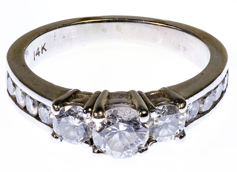 Lot 330: 14k White Gold and Diamond Ring