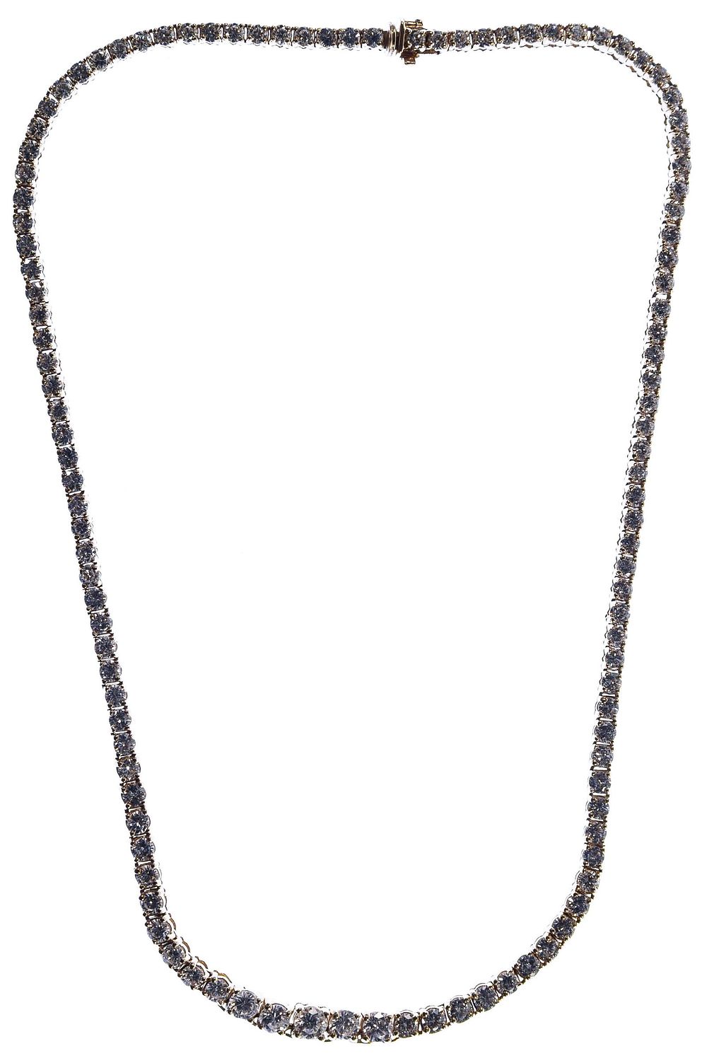 Lot 332: 14k Gold and Graduated Diamond Tennis Necklace