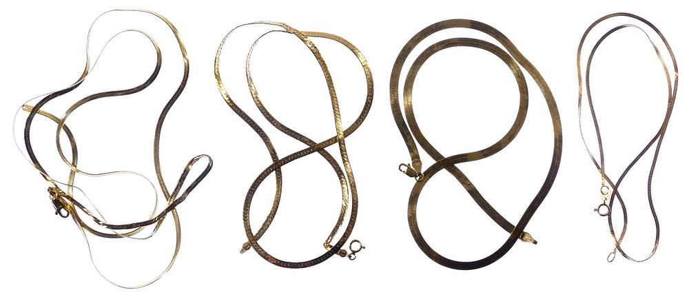 Lot 336: 14k Gold Flat Braid Necklace Assortment