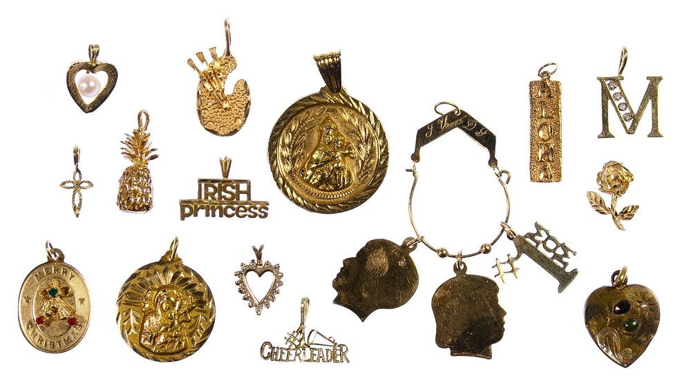 Lot 339: 14k Gold Charm and Pendant Assortment