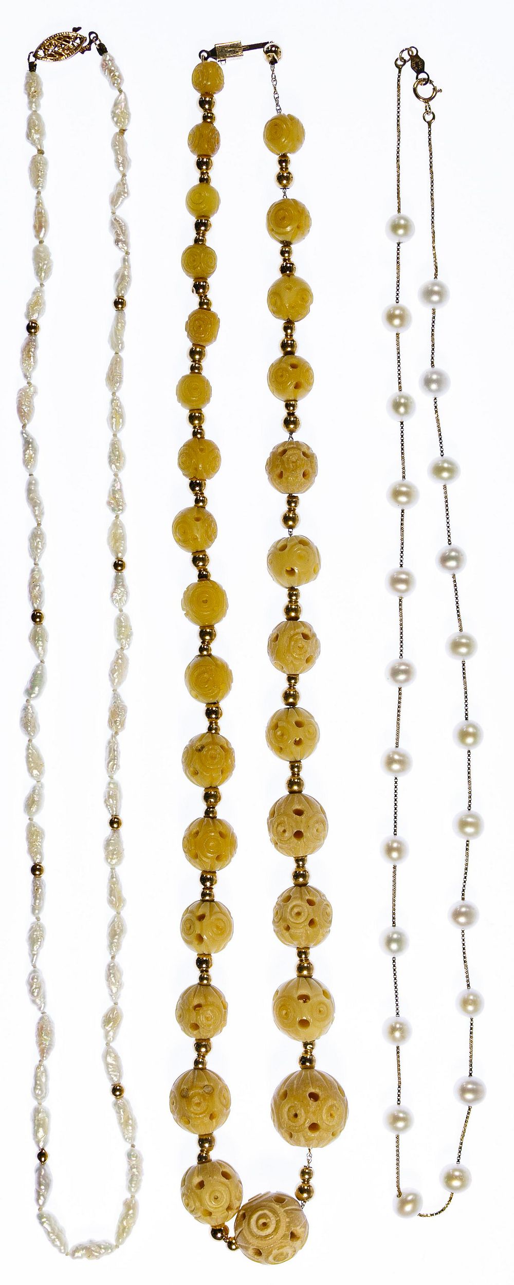 Lot 357: 14k Gold Pearl and Bone Jewelry Assortment