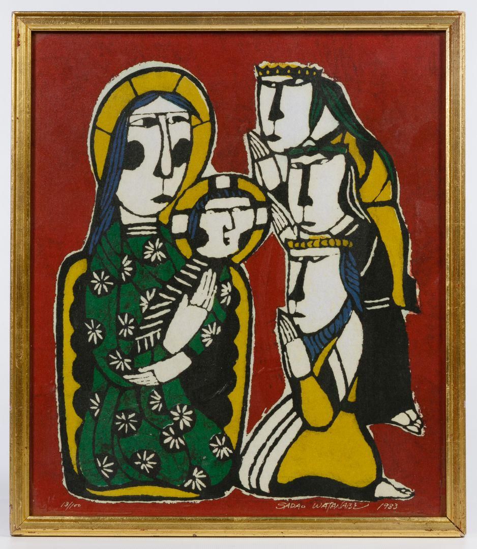 Lot 424: Sadao Watanabe (Japanese, 1913-1996) Stencil Print on
