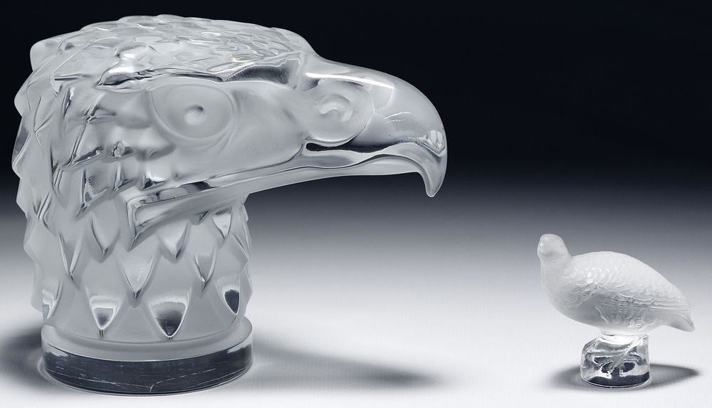 Lot 449: Lalique Crystal Eagle Head Paperweight