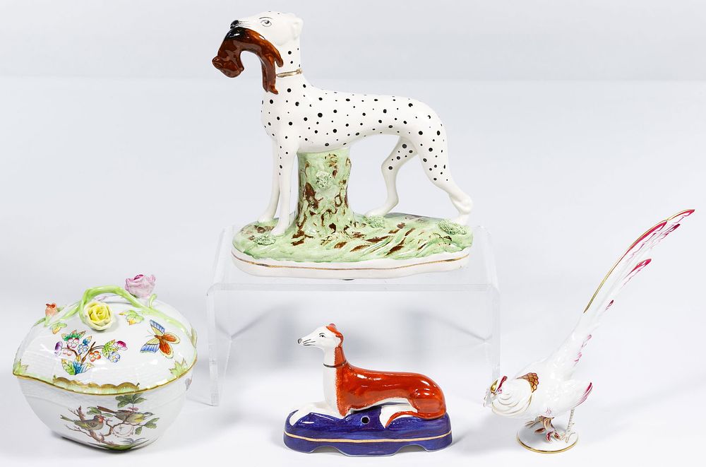 Lot 474: Herend and Staffordshire Porcelain Assortment