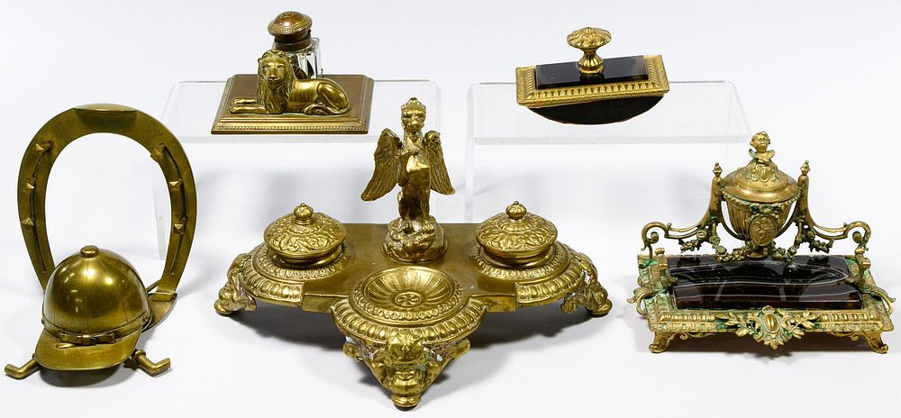 Lot 506: Bronze Inkwell Assortment