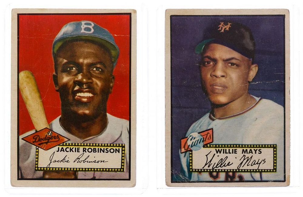 Lot 521: 1952 Topps Jackie Robinson and Willie Mays Baseball