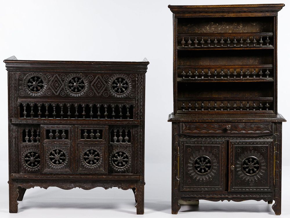Lot 531: French Breton Oak Doll Furniture