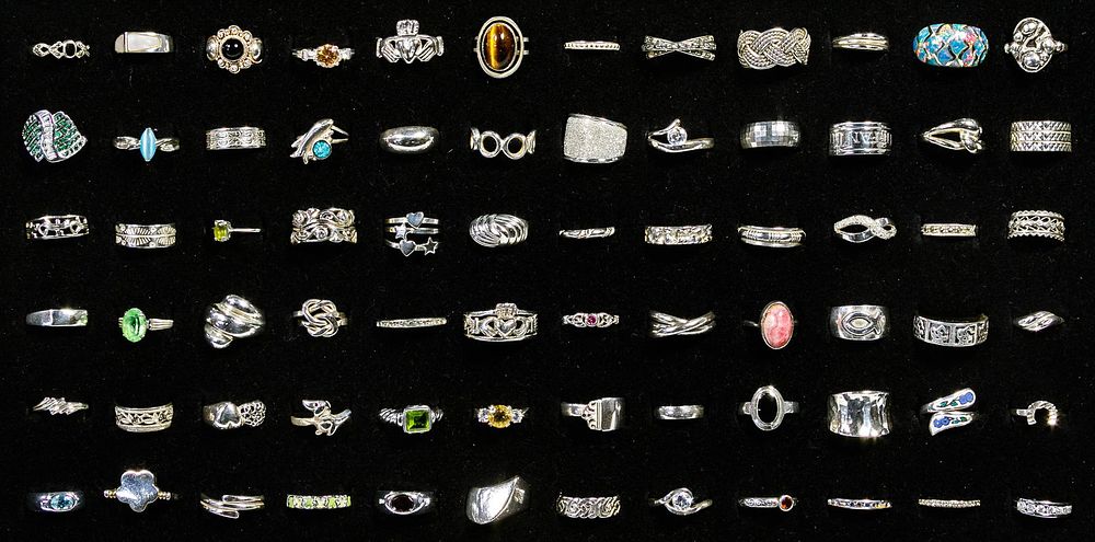 Lot 583: Sterling Silver Ring Assortment
