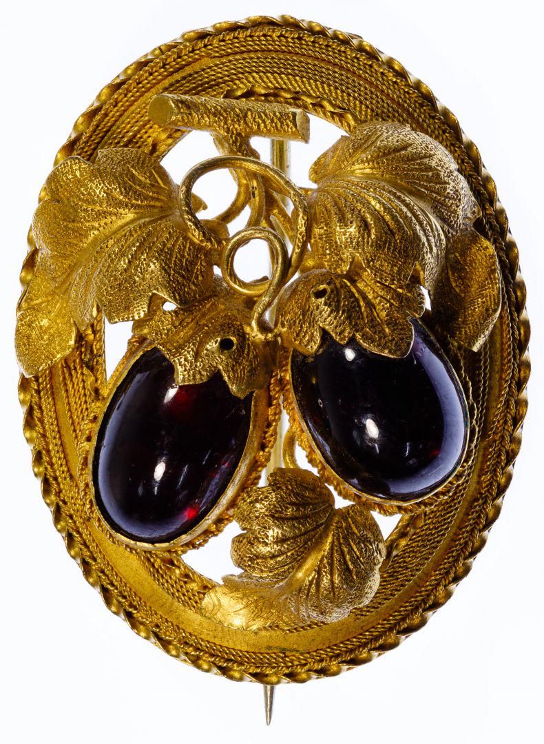 Lot 155: 14k Gold and Garnet Eggplant Pin / Pendant
