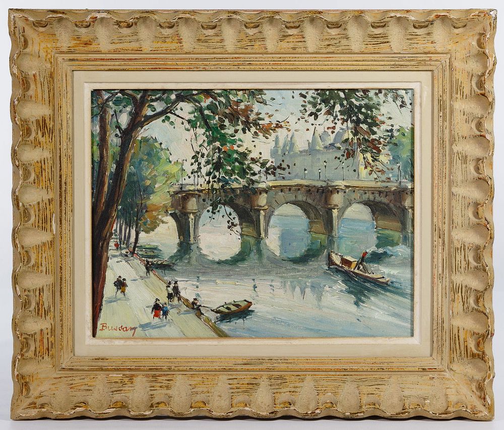 Lot 191: Bussan (German, 20th Century) 'The Seine' Oil on Canvas