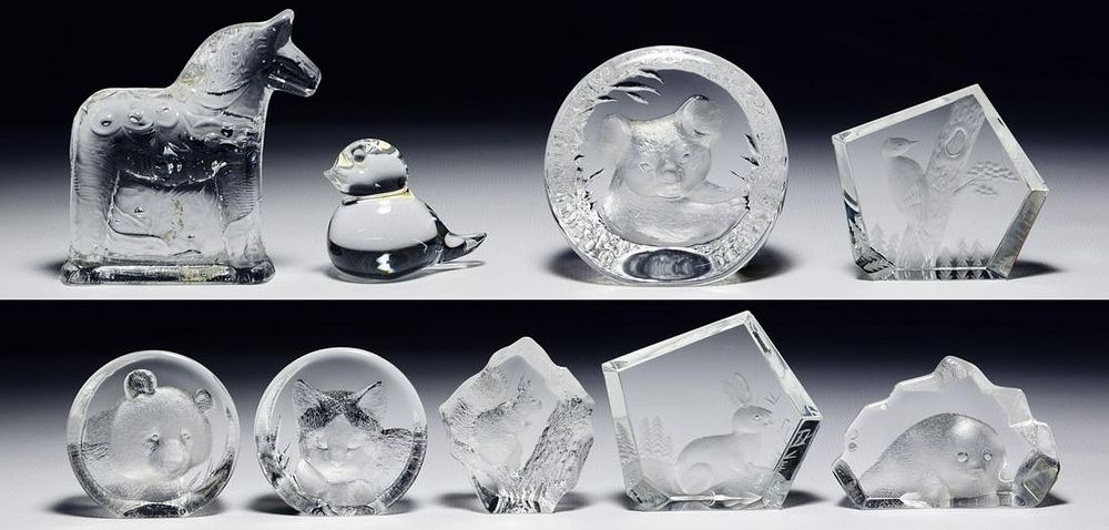 Lot 239: Swedish Crystal Paperweight Assortment