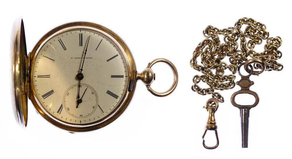 Lot 333: H Laval St Imier 14k Gold Hunter Case Pocket Watch