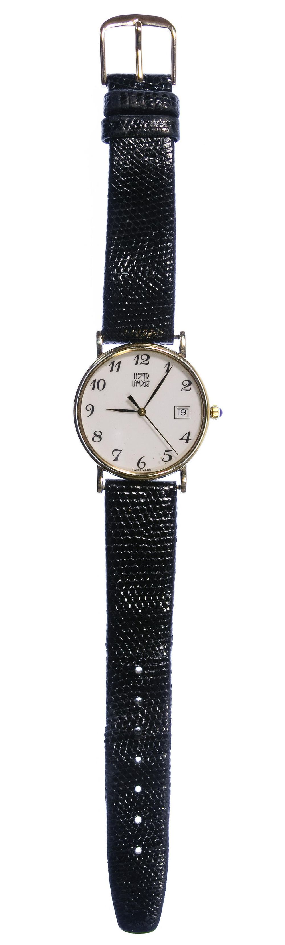 Lot 338: Lester Lampert 14k Gold Case Wrist Watch