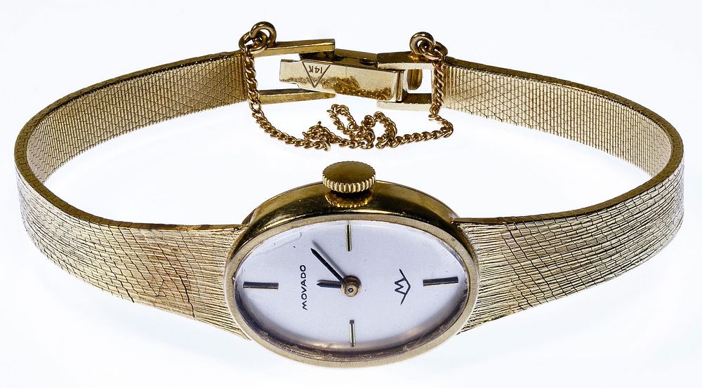 Lot 339: Movado 14k Gold Case and Band Wrist Watch
