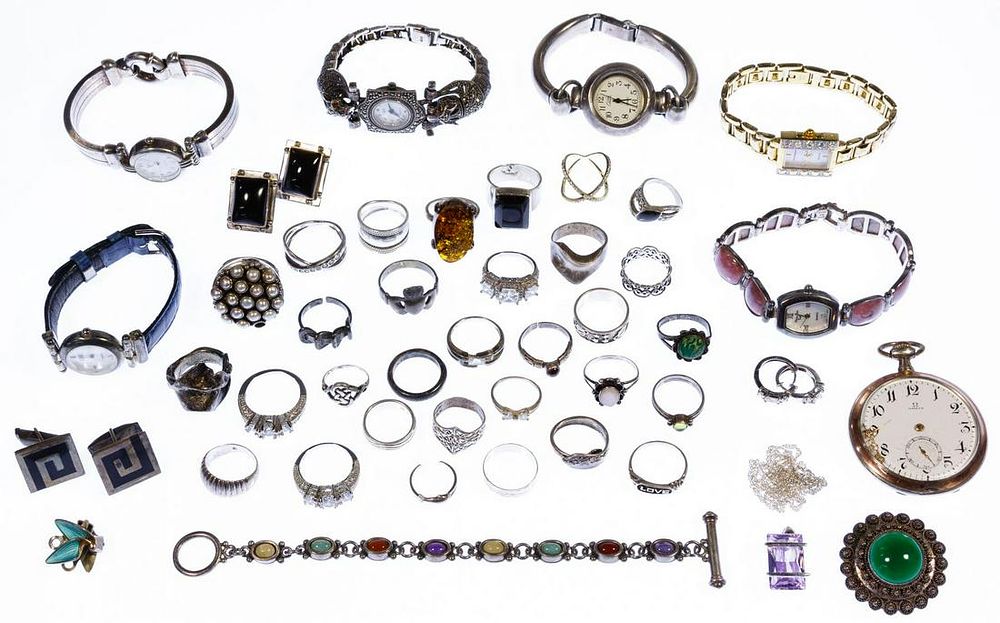 Lot 352: Sterling Silver and European Silver (800) Jewelry