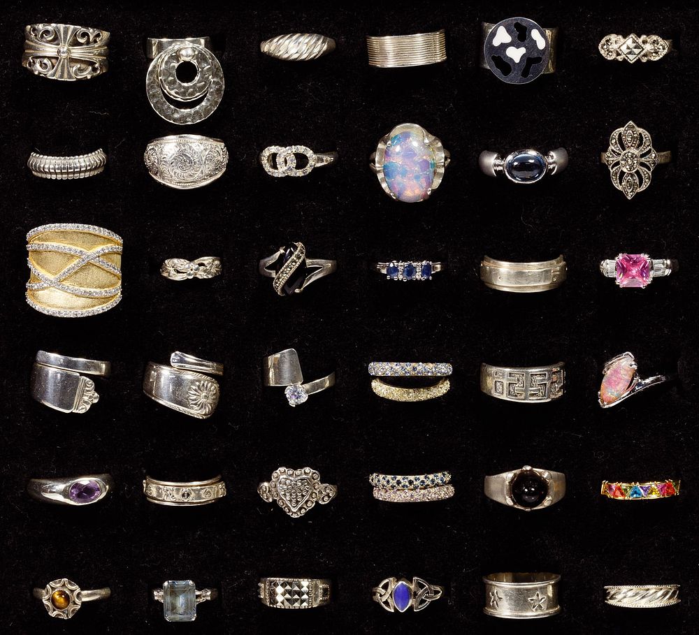Lot 355: Sterling Silver Ring Assortment