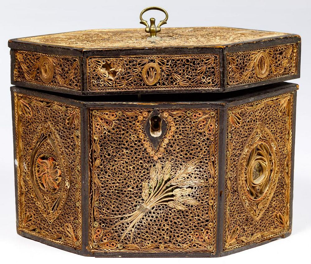 Lot 154: George III Rolled Paper Tea Caddy