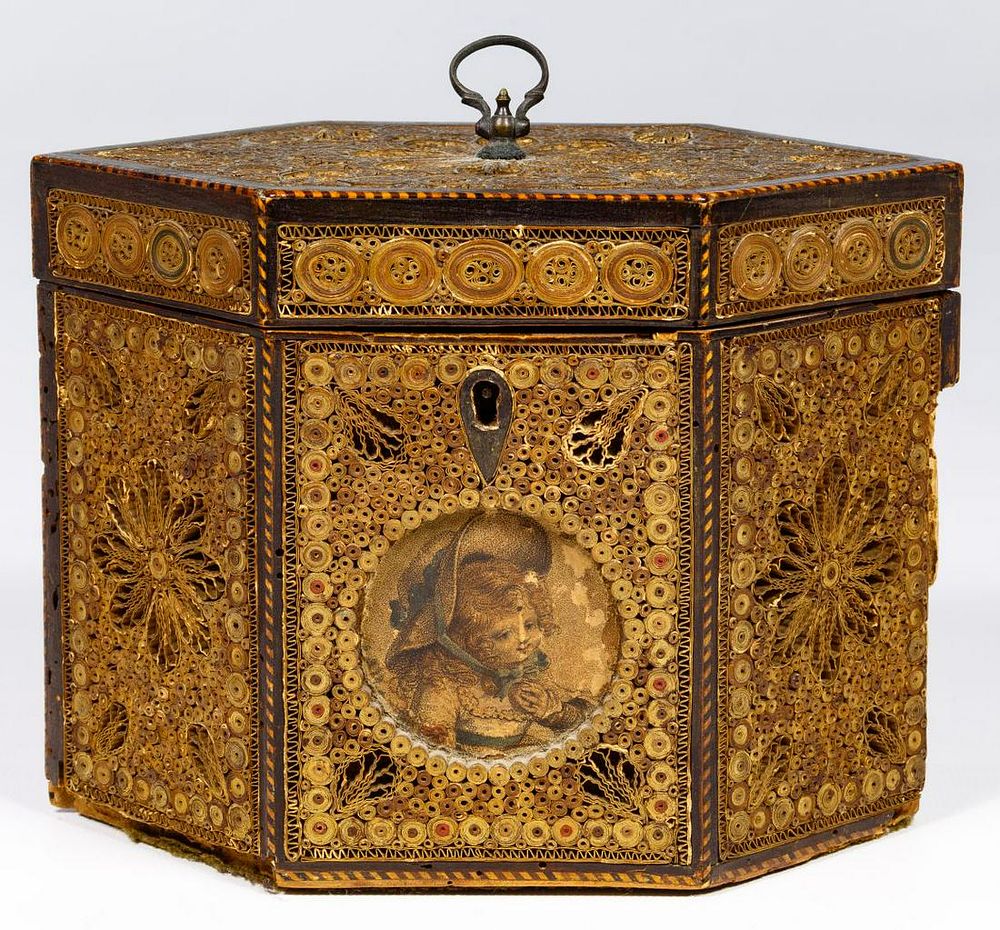 Lot 155: George III Rolled Paper Tea Caddy
