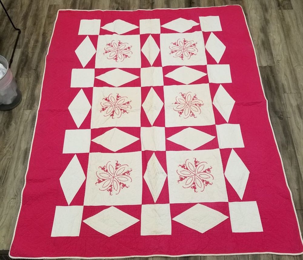 Lot 173: Cross-Stitch and Hand-Stitched Quilt Assortment