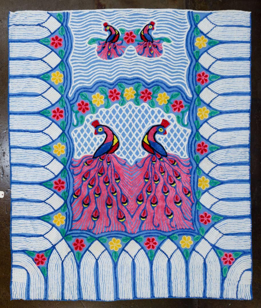 Lot 178: Peacock and Floral Chenille Bedspreads