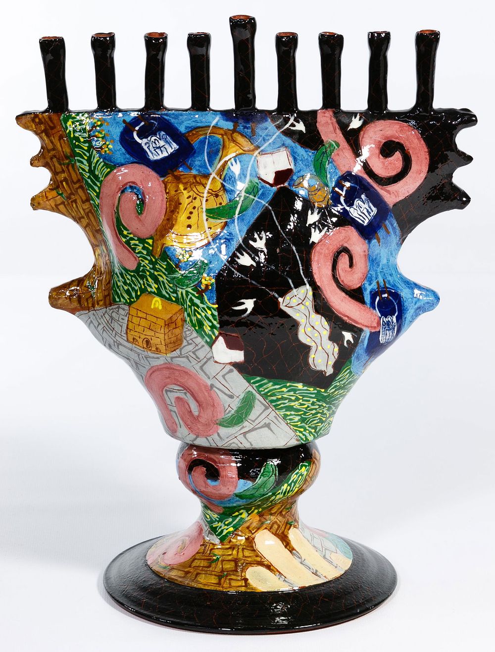 Lot 191: Robert Lipnick (American, b.1951) Ceramic Menorah