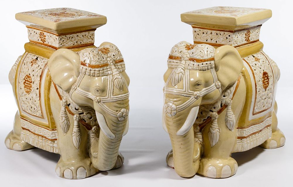 Lot 206: Asian Garden Elephant Stands