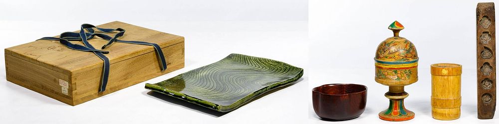 Lot 214: Kato Shunto (Japanese, 1916-2005) Oribe Pottery Slab