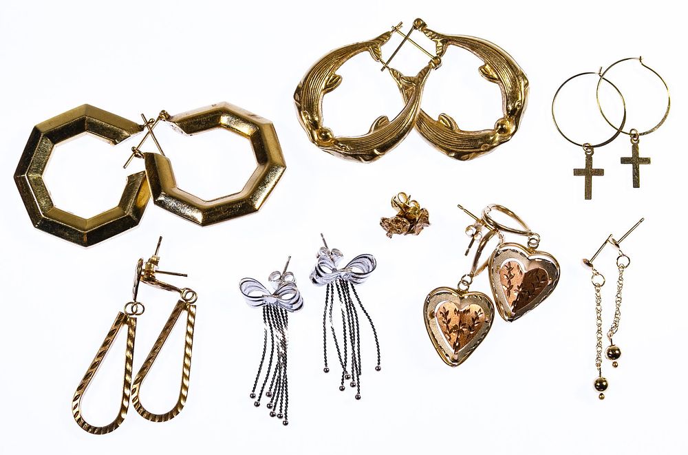 Lot 242: 14k Gold Pierced Earring Assortment
