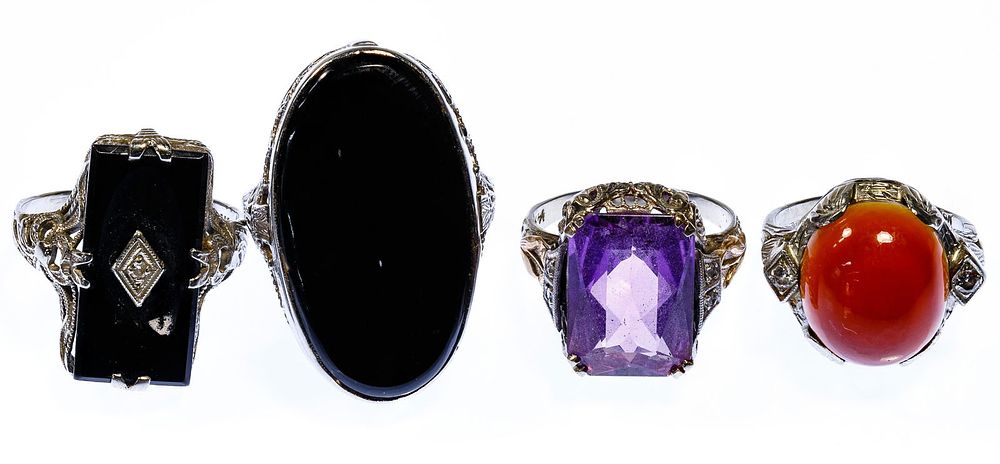 Lot 251: 14k White Gold Ring Assortment