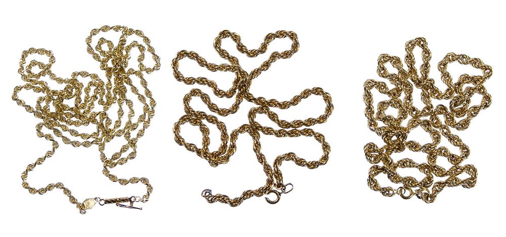 Lot 260: 14k Gold Twisted Rope Necklace Assortment