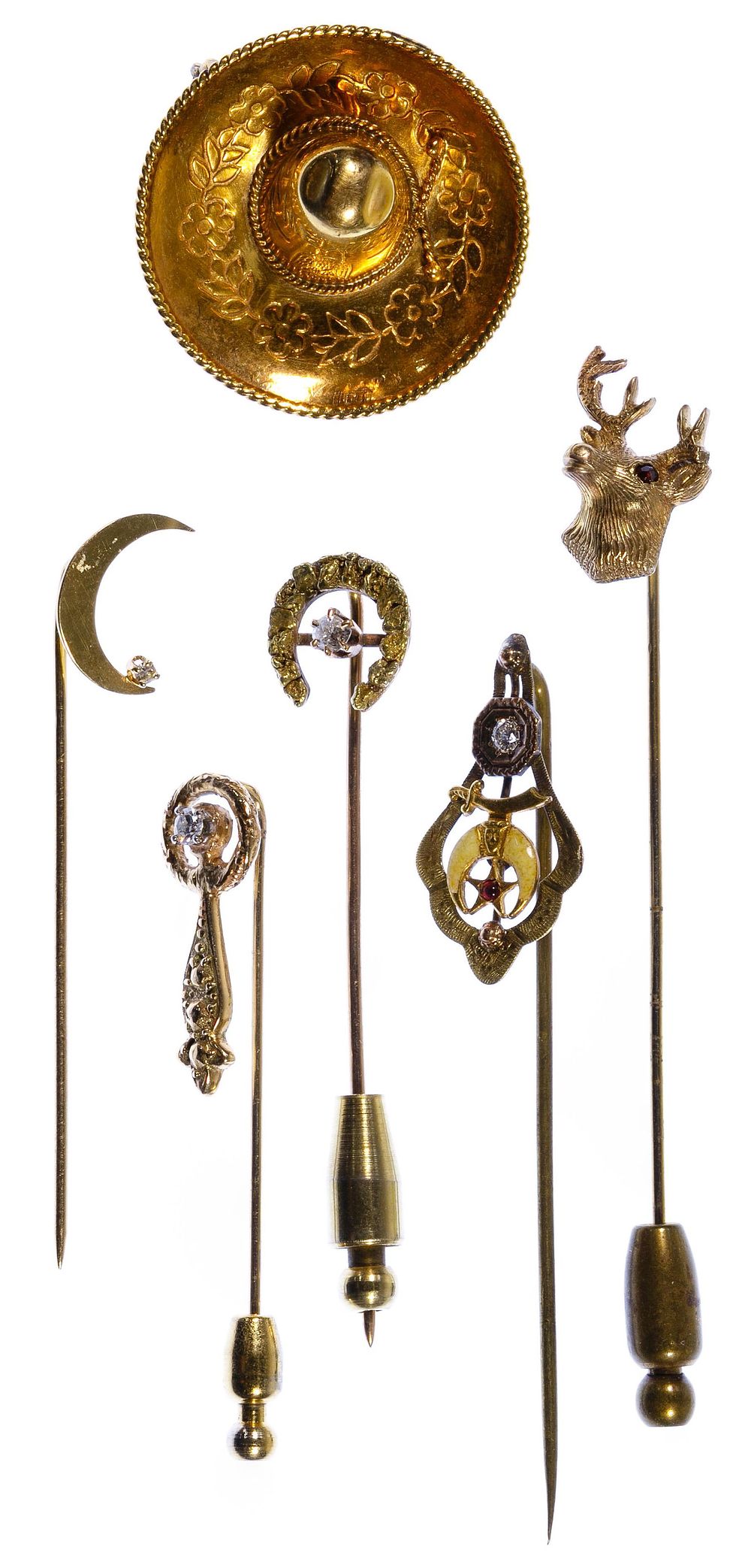 Lot 283: 14k Gold Pin Assortment