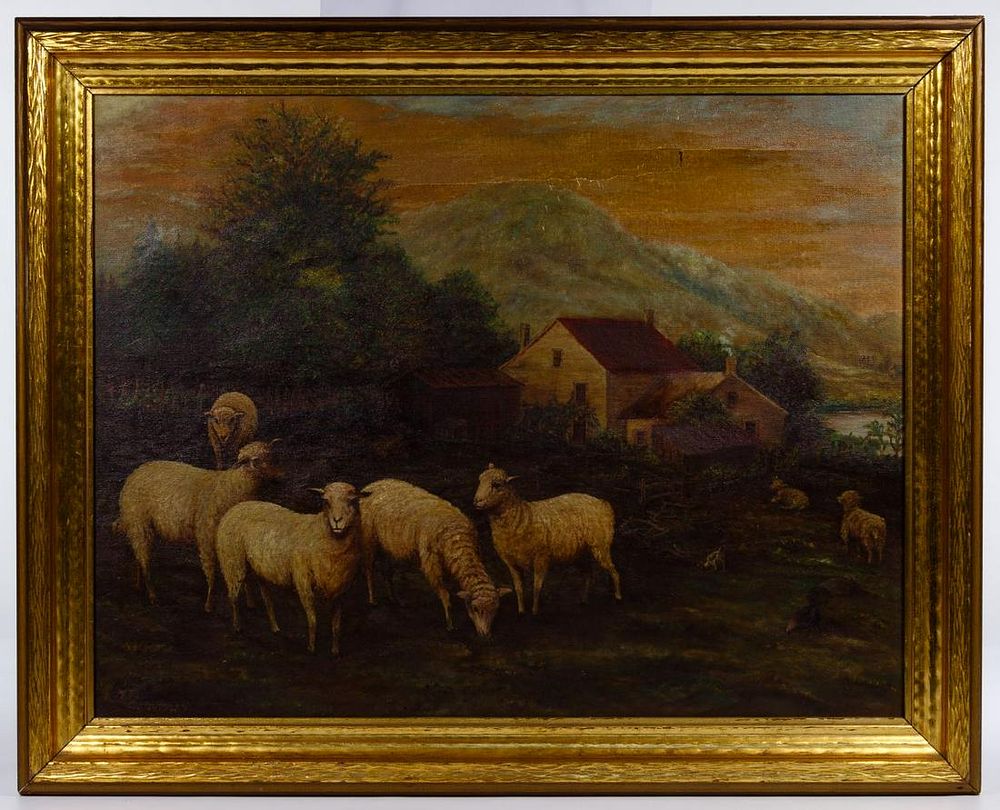 Lot 325: Prof. H. Fleischer (American, 20th Century) Oil on