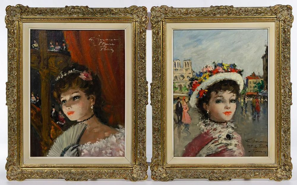 Lot 356: Francois Gerome (French, b.1895) 'L'Opera' and 'Notre