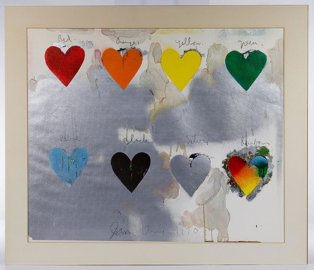 Lot 386: Jim Dine (American, b.1935) 'Eight Hearts' Lithograph