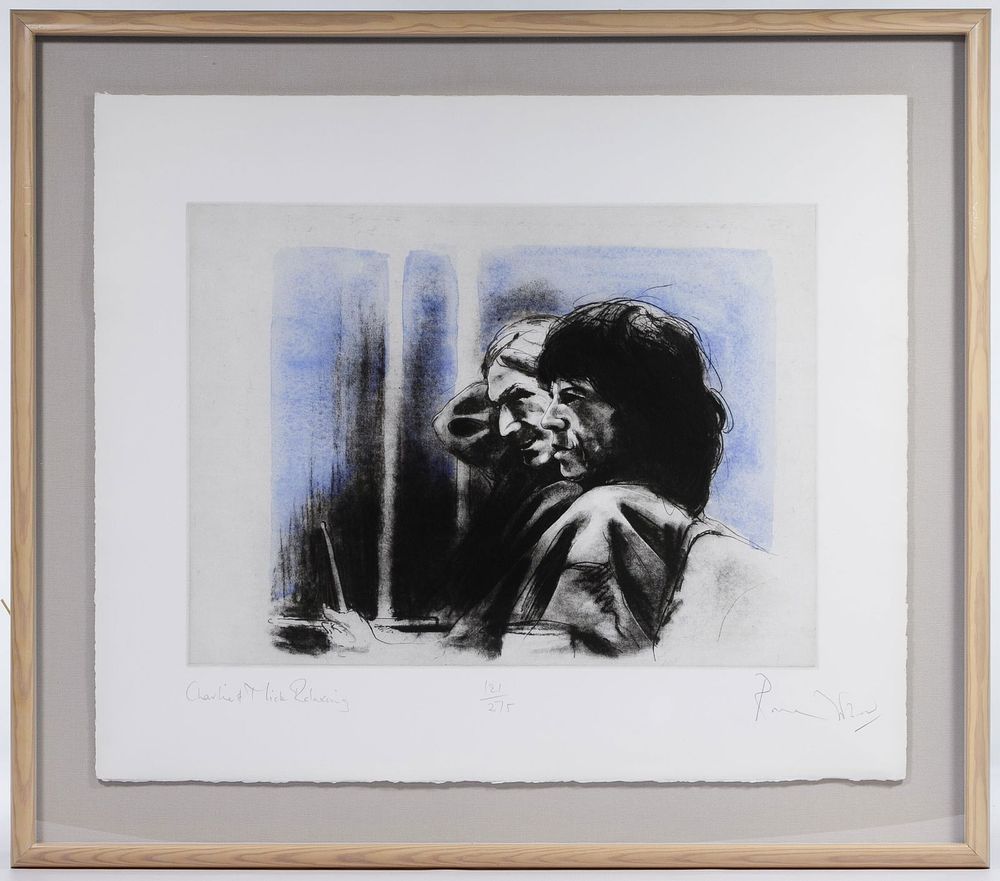 Lot 388: Ronnie Wood (British, b.1947) 'Charlie & Mick Relaxing'