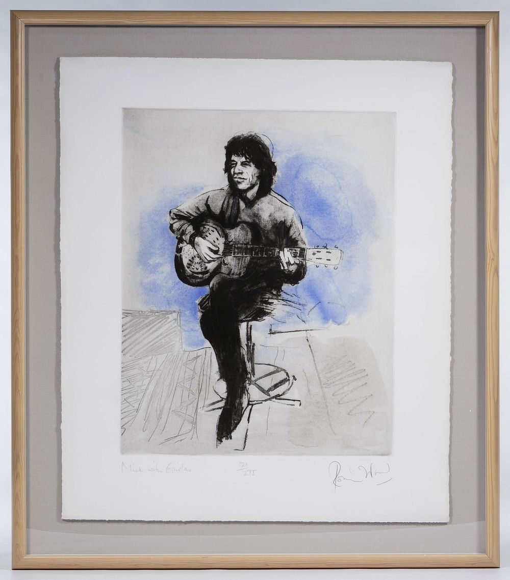 Lot 392: Ronnie Wood (British, b.1947) 'Mick with Guitar'