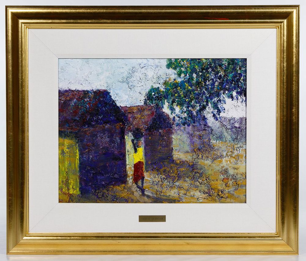 Lot 395: Samuel Akainyah (African, b.1953) Impasto Oil on Canvas