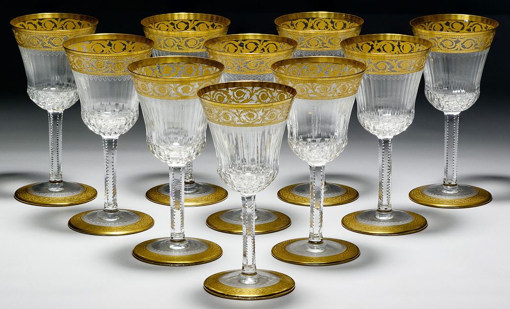 Lot 433: St. Louis Crystal “Thistle” Claret Wine Glasses